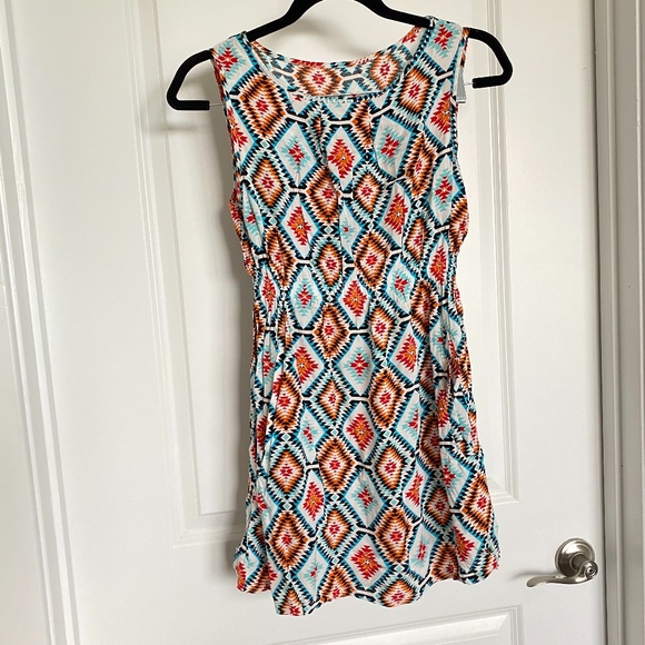Amy & Ivy Aztec Print Mini Dress w/ Pockets - Picture 1 of 4